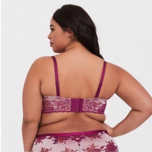 NWOT Torrid Push Up Multiway Bra Purple Tan Lace 40DD - Picture 2 of 9
